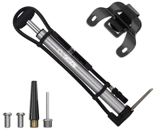 Lyrovo Portable 80 PSI Cycle Bike Tyre Air Pump Fits Presta and Schrader Valve with Pressure Indicator