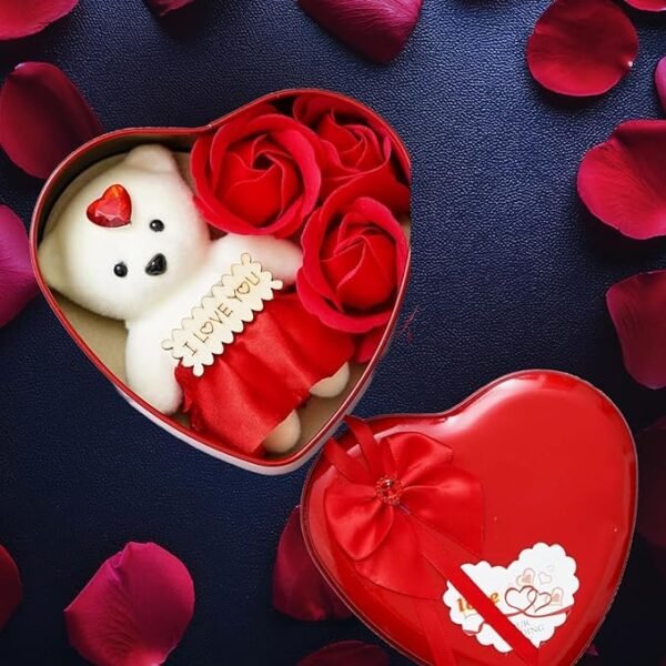 DRYPHON Teddy Bear with Rose Flower Valentine's Day for Girlfriend | Valentine Gift for Girlfriend, Boyfriend | Teddy and Rose Combo Gift for Valentine Day, Anniversary (Teddy with Rose)